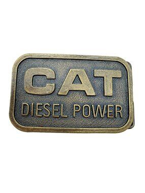 CAT Diesel Power Brass Belt Buckle Caterpillar Tractor Co 1982 Caterpillar
